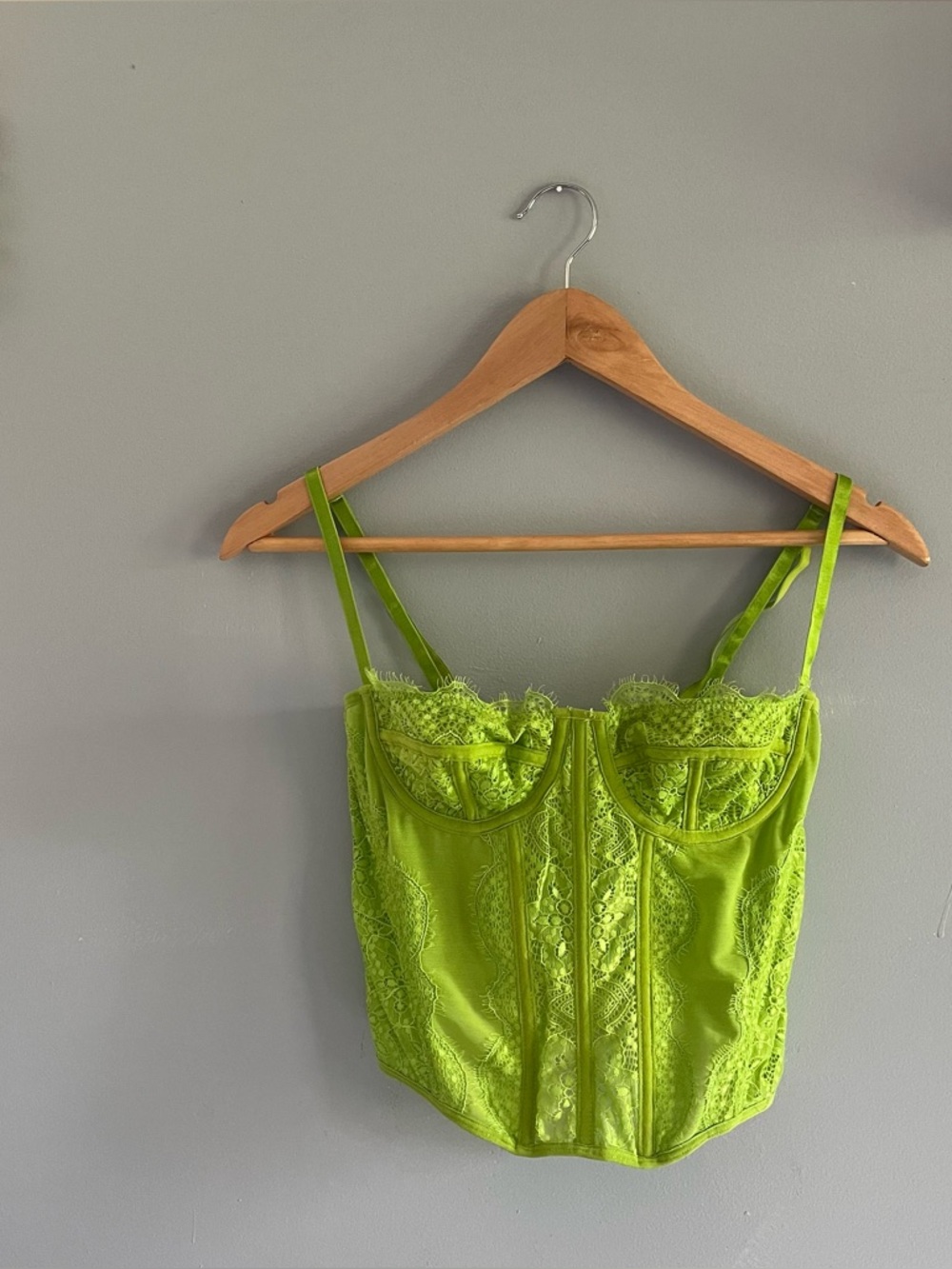 Lime Green Lace Bustier Top